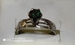 Anel Solitário de formatura em Prata Paladio com pedra verde - aro 19 - 1,46 g
