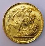 Moeda de Ouro Inglesa Libra ( são jorge ) -  1916 - peso: 7,89 g