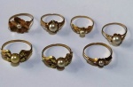 7 aneis de ouro  baixo com pérola - diversos aros