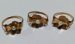 3 aneis de ouro  baixo  com pérola - diversos aros