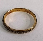 Aliança em Ouro 18K com detalhes em ouro branco - Aro 13 - Peso:1,56 g