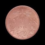 Moeda da Suiça - 10 Francs - 1916 - Ouro (.900) • 3.22 g • 19 mm - Linda Peça!