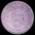 Moeda do Brasil - 2000 Réis - 1900 - Comemorativa 4o centenário do descobrimento do Brasil - Prata - (.917)  25.5 g  37.0 mm - P679