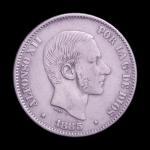 Moeda das Filipinas  - 50 Céntimos de Peso - Alfonso XII (Manila) - 1885 - Prata (.835) • 12.98 g • 30 mm