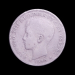 Moeda de Porto Rico - 20 Centavos - Alfonso XIII - 1895 - Prata (.835) • 5 g • 23 mm - KM# 22 - Muito Escassa - Valor de Mercado $348 Dolares!!!