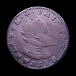 Moeda da Italia (Ducado de Milão)  - 1/4 Ducatone - Felipe II  - 1554-1598 - Prata • 8 g • 28 mm - Período de Dominio Espanhol , na moeda mostra o Brasão de Milão com o Brasão Espanhol