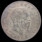 Moeda da Italia - 5 Liras - Rei Vittorio Emanuele II - 25 Grs - Prata - 1871 R - Km#8.4