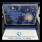 Moeda do Brasil - 500 cruzeiros - 1991 - Encontro de dois mundos - Prata (.925) • 27 g • 40 mm - Completa no estojo (acrílico com leve trincado) - Cat. Amato/Irlei 240,00