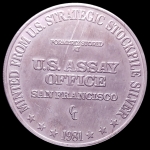 Medalha dos Estados Unidos  - 1 Oz Troy - 1981 - US ASSAY Office - Prata Pura (.999) • 31,1 g • 38,7 mm 