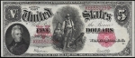 Cedula dos Estados Unidos - 5 Dollars Woodchopper Note - 1907 - Escassa - MBC