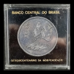 Moeda do Brasil - 20 Cruzeiros - 1972 - Prata (.900) - 18.1 g - 34.1 mm - Sesquicentenário da Independência (Estojo de Acrílico Trincado levemente)