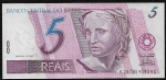 Cédula do Brasil - 5 reais - 1998 - C271 - FE (leve mancha)  - NUMERO 040404 Pedro Malan / Gustavo Franco - Cat. Amato/Irlei 150,00