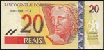 Cédula do Brasil - 20 Reais - 2010 - C307 - FE - 1ª Série 0001 -  Numero 080133 -  Guido Mantega / Henrique Meirelles - Cat. Amato/Irlei 60,00