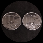 Moeda do Brasil - 10 Centavos -  Reforma Monetária Cruzado Novo -  1989 - 1990 - 2 Moedas - Incluindo a data escassa 1990 - Aço Inox