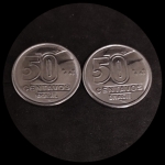 Moeda do Brasil - 50 Centavos -  Reforma Monetária Cruzado Novo -  1989 - 1990 - 2 Moedas - Incluindo a data escassa 1990 - Aço Inox