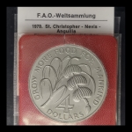 Moeda de Saint Kitts (Christopher) & Nevis and Anguilla - 4 Dollars - 1970 - Elizabeth II FAO - Inauguração do Banco de Desenvolvimento do Caribe - Cupro-Niquel • 28 g • 38 mm
