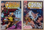 Revista em Quadrinhos Conan. O Bárbaro. Editora Abril Jovem. Nºs 13 e 14. Bom estado de conservação. Nº 14 Sem os grampos.