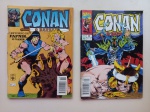 Revista em Quadrinhos Conan. O Bárbaro. Editora Abril Jovem. Nºs 19 e 29. Bom estado de conservação. Nº 19 com capa afastada dos grampos. Nº 29 Sem os grampos.