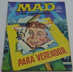 Revista em quadrinhos MAD em português, Nº 29, Editora Vecchi, apresenta uma assinatura de caneta na capa
