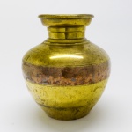 BRONZE - Vaso floreira em bronze com faixa em cobre. Alt. 17 cm.