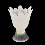 DEMI CRISTAL - Floreira em vidro acidado. Alt. 17 cm.