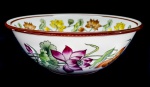 PORCELANA - Bowl policromado floral. Med. 10x26 cm.