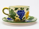 CERÂMICA - LUIS SALVADOR - Grande caneca em cerâmica vitrificada com prato. Med. 9x12 cm e 20 cm.