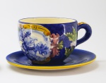 CERÂMICA - LUIS SALVADOR - Grande caneca em cerâmica vitrificada com prato. Med. 9x12 cm e 20 cm.