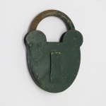 COLECIONISMO - antigo cadeado em ferro, pintado em cor verde, emperrado,  Med. 13,5X9,5 - marcas do tempo. Não possui chave.