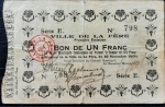 VILA DE LA FERE 1 FRANCO 30 DE  NOVEMBRO DE 1914 ( REGIONALISMO FRANCES ) ESCASSA.