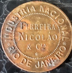 FICHA FERREIRA NICOLAU E CIA - RJ  - RUA DA ALFANDEGA 137 ( FABRICA DE CALÇADOS ) . MUITO ESCASSA . ENTRE 1890 E 1920