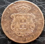 PORTUGAL XX REIS 1847 COBRE 24,8 GRAMAS, 36.3 MM . MARIA II . VALOR ESTIMAOD EM CATALOGO PARA BC 15 DOLARES ( 87,00 REAIS )