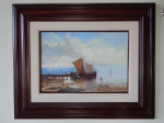 CESAR BARRAL (Rio de Janeiro, RJ 1949) "Marinha" óleo sobre tela, 38 x 55cm. Assinado. Moldura em madeira 90 x 73cm, vestígio de cupins.