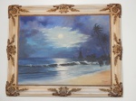 M. NATHALINO (Século XX) "Marinha com luar" óleo sobre tela, 50 x 65cm. Assinado. Moldura 65 x 79cm.