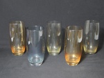 Cinco copos para água em vidro furta-cor. Alt. 15cm