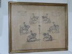 "Adestramento de cavalos" litografia. 58 x 72cm. Moldura envidraçada.