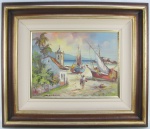 LEUNAM (MANUEL SANTOS) - CAIS - OST - 30X40 cm. Pintor Português.