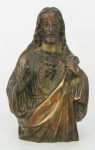 Sagrado Coração de Jesus - Antiga imagem em bronze patinado. Alt. 15,5cm.