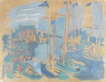 RAOUL DUFY - MARINA - SERIGRAFIA - 37X48cm. Dat. 1920. Com dedicatória. Sem moldura.