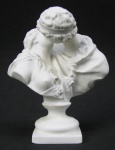 Assinatura Ilegível - Delicado grupo escultórico de coleção em biscuit francês de Limoges, representando "O beijo". Localizado e assinado. Alt. 12,5cm.