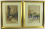M. MATTOS - AV. RIO BRANCO E RUA 1º DE MARÇO - AQUARELA - 30X21cm. Par.