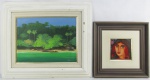 a) JORGE GEYER - PAISAGEM - OSTCE - 30X40cm. Moldura sofreu ataque de cupim. b) VERA SABINO - MOÇA - ACRÍLICO SOBRE EUCATEX - 15X15cm.