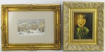 a) ASSINATURA ILEGÍVEL - O PENSADOR - OST - 23X16cm. b) JEAN LEFOGT - FRANÇA - AQUARELA - 12X21cm.