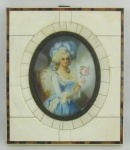 Le Brun - Dama - Pintura miniatura sobre celuloide. Med. 8,5x6,5cm.