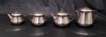 INOX MERIDIONAL - Conjunto para chá e café contendo 4 peças, sendo, 1 bule para chá, 1 bule para café, 1 leiteira e 1 açucareiro, sem uso.
