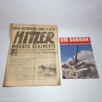 Lote com uma revista "Em Guarda" (número 11) e um jornal "Folha da noite" (capa Hitler). Ambas em ótimo estado, completas e com marcas do tempo - todas dos anos 40, vendidos no estado conforme fotos sem garantias futuras