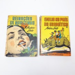 Lote de 2 antigos livros do Monteiro Lobato pela editora Brasiliense, "Reinações de Narizinho" e "Emilia no país da gramática", ambos dos anos 60. Todos com marcas do tempo e um deles na rasura no torso, vendidos no estado conforme fotos.