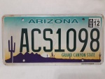 Linda placa americana de automóvel do estado dado Arizona, Grand Canyon State,  medindo 15,5 x 30,5 cm