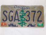 Linda placa americana de automóvel do estado de Oregon, ultimo uso em 2002. medindo 15,5 x 30,5 cm, marcas de uso e do tempo