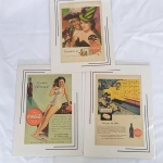 MEMORABILIA DA COCA-COLA - Três antigas propagandas da Revista Seleções, dos anos de 1943, 1954 e 1955, já recortadas e coladas em Paspatur para serem emolduradas.